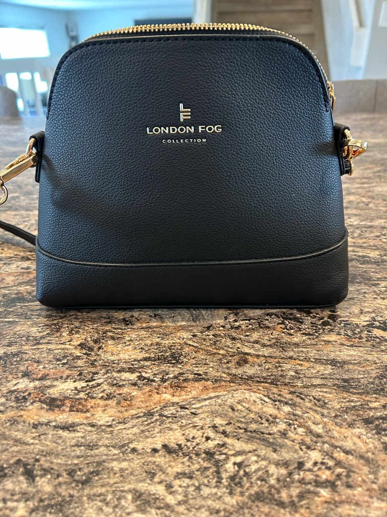 London Fog Black Pebbled Crossbody With Gold Hardware